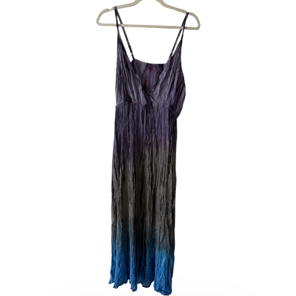 Ocean Breeze Purple, Black and Blue Ombre Midi‎ Dress